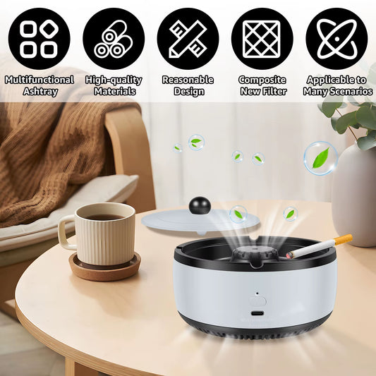 2 in 1 Purifier Ashtray Filtering Second-Hand Smoke from Cigarettes Remove Odor Smoking Accessories with Lid for Family Office