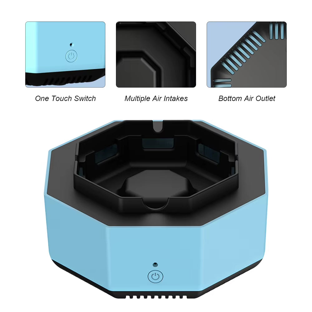 Ashtray Air Purifier Rechargeable Smart Negative Purification Ashtray Multipurpose Removable Gifts for Dad Boyfriends Relatives